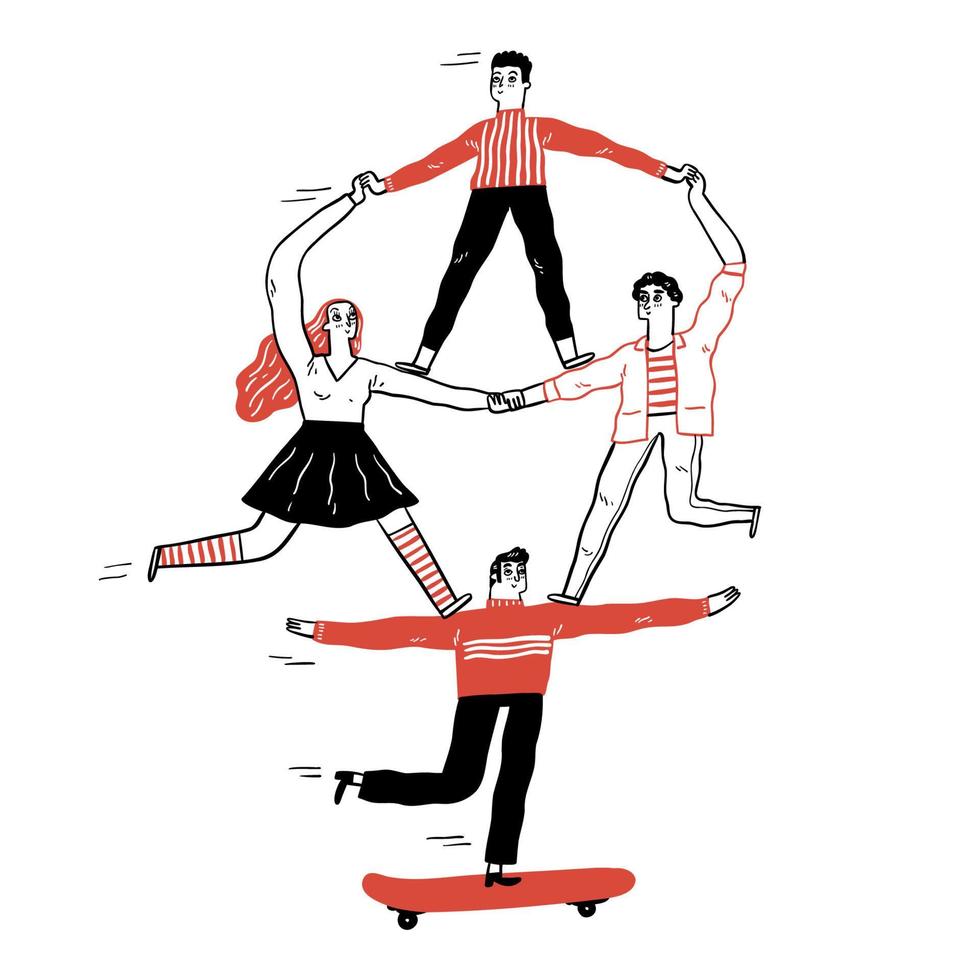 An employee or group of people performing acrobatics vector