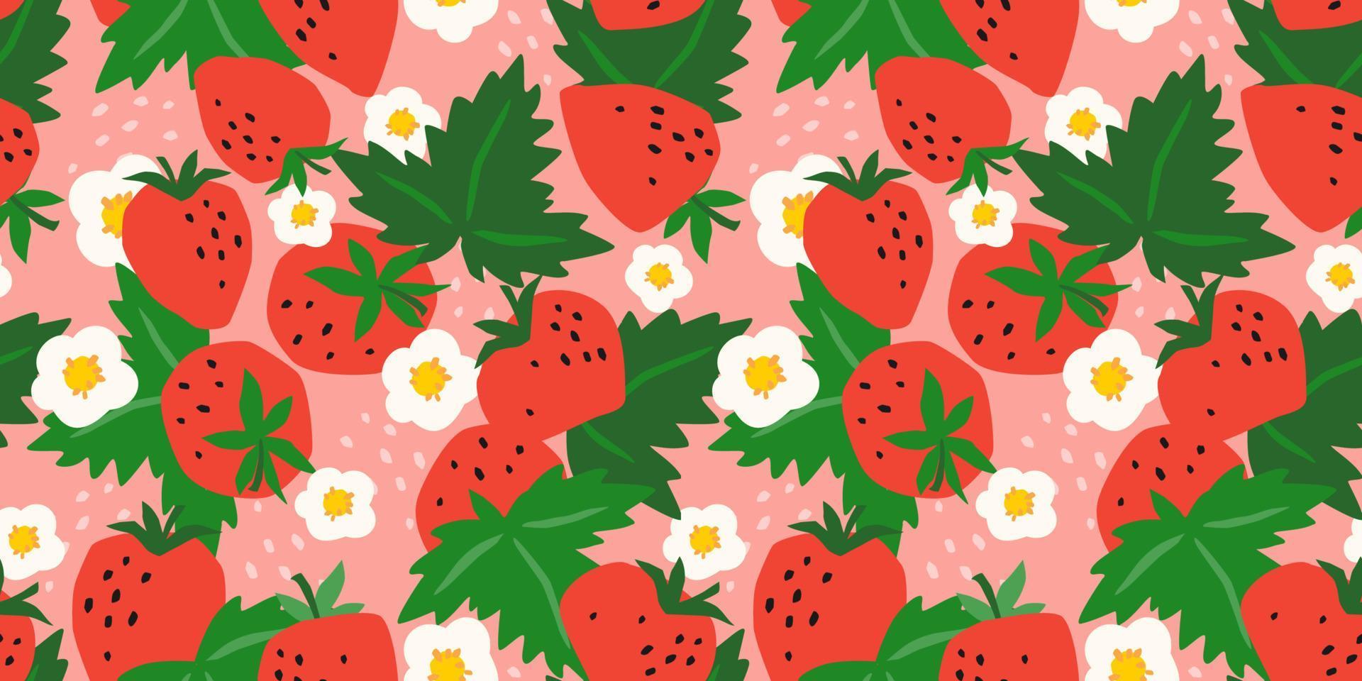 Vector seamless pattern with Strawberry. Trendy hand drawn textures. Modern abstract design for paper, cover, fabric, interior decor and other users.