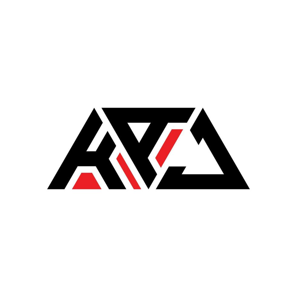 KAJ triangle letter logo design with triangle shape. KAJ triangle logo design monogram. KAJ triangle vector logo template with red color. KAJ triangular logo Simple, Elegant, and Luxurious Logo. KAJ