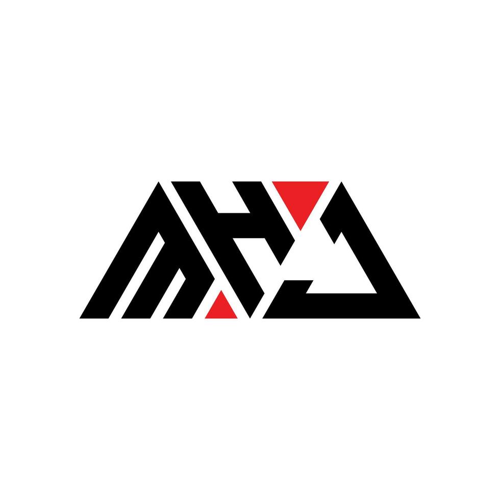 MHJ triangle letter logo design with triangle shape. MHJ triangle logo design monogram. MHJ triangle vector logo template with red color. MHJ triangular logo Simple, Elegant, and Luxurious Logo. MHJ
