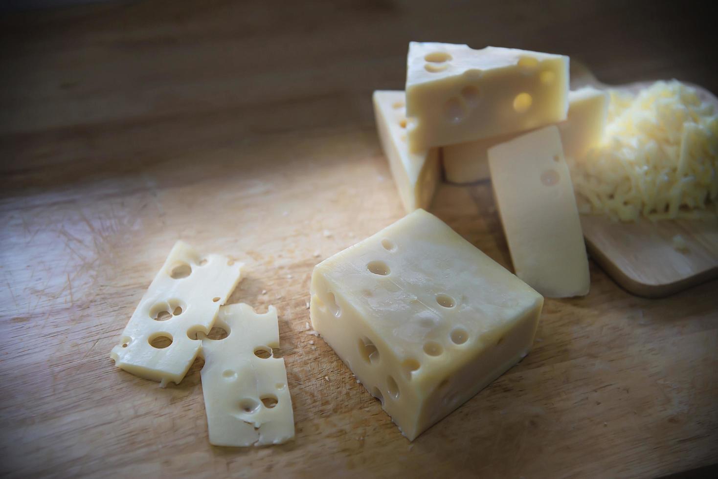 Beautiful cheeses in the kitchen - cheese food preparing concept photo