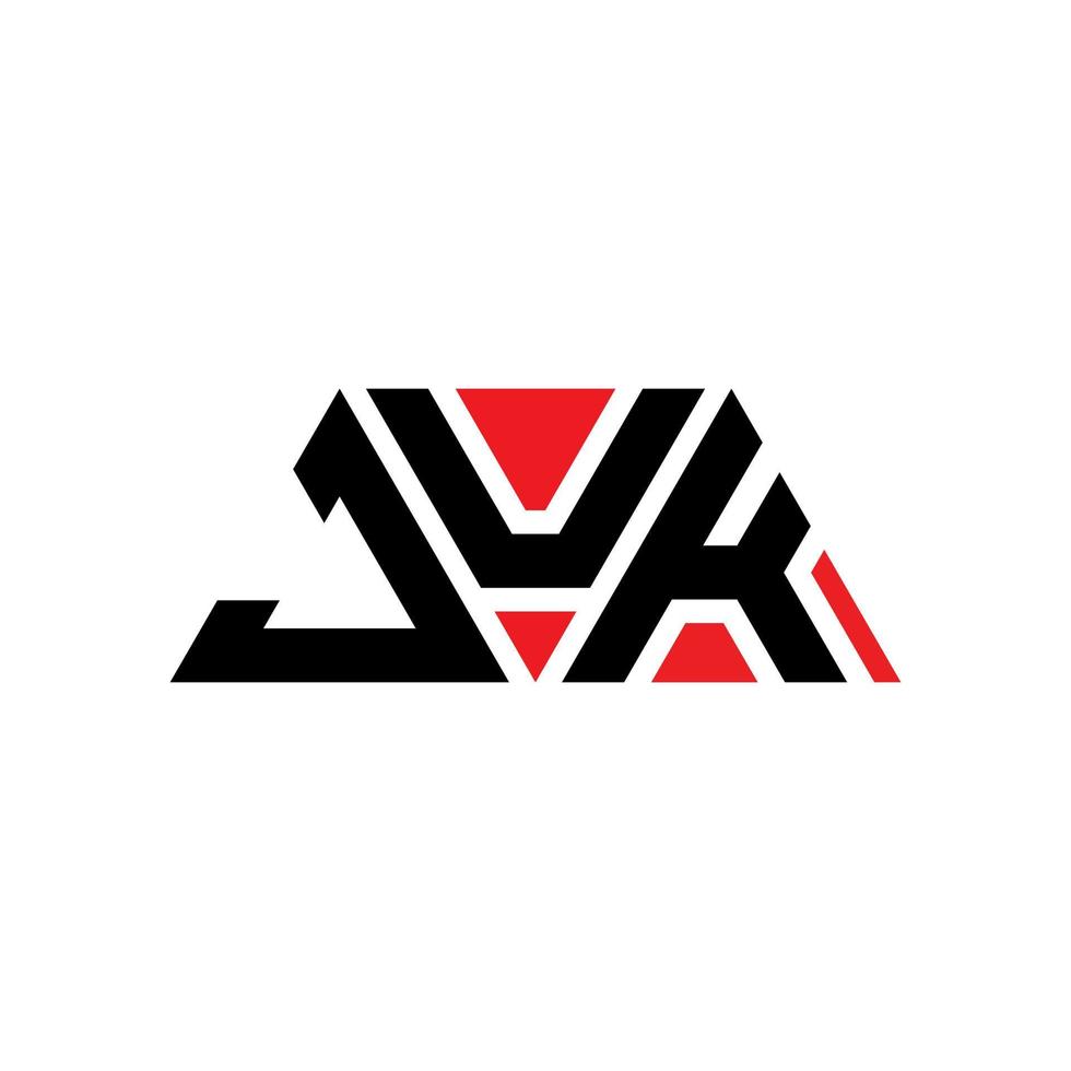 diseño de logotipo de letra de triángulo juk con forma de triángulo. monograma de diseño del logotipo del triángulo juk. plantilla de logotipo de vector de triángulo juk con color rojo. logotipo triangular juk logotipo simple, elegante y lujoso. juk