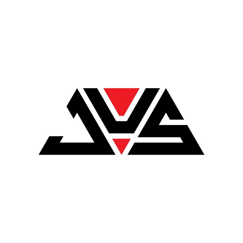 jus diseño de logotipo de letra triangular con forma de triángulo. monograma de diseño del logotipo del triángulo jus. jus plantilla de logotipo de vector de triángulo con color rojo. logo triangular jus logo simple, elegante y lujoso. jus