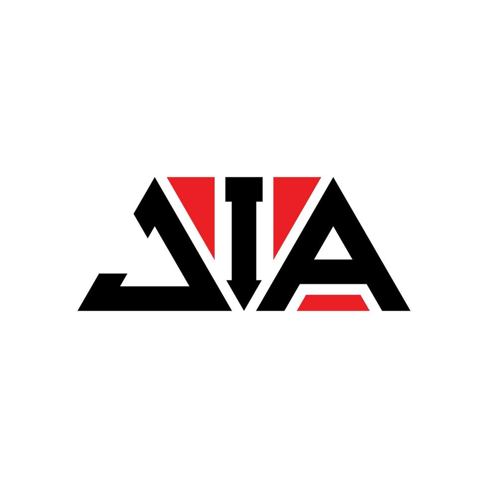 JIA triangle letter logo design with triangle shape. JIA triangle logo design monogram. JIA triangle vector logo template with red color. JIA triangular logo Simple, Elegant, and Luxurious Logo. JIA