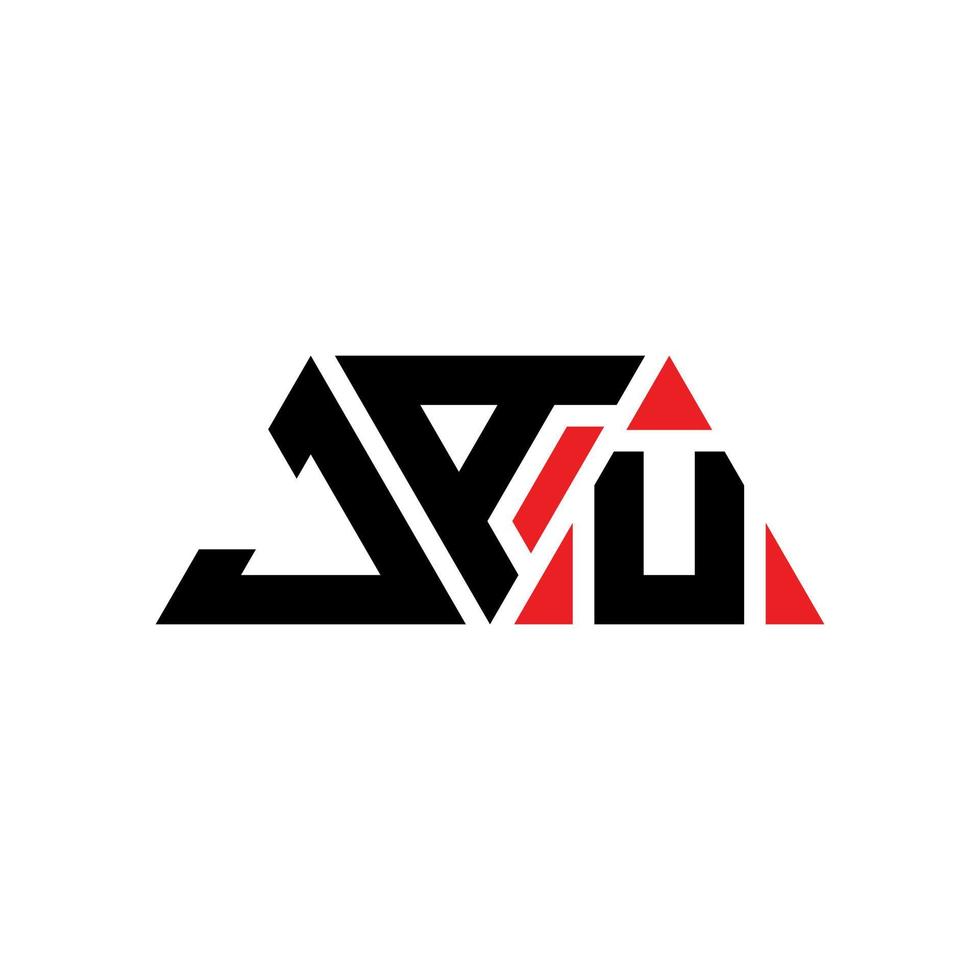 JAU triangle letter logo design with triangle shape. JAU triangle logo design monogram. JAU triangle vector logo template with red color. JAU triangular logo Simple, Elegant, and Luxurious Logo. JAU