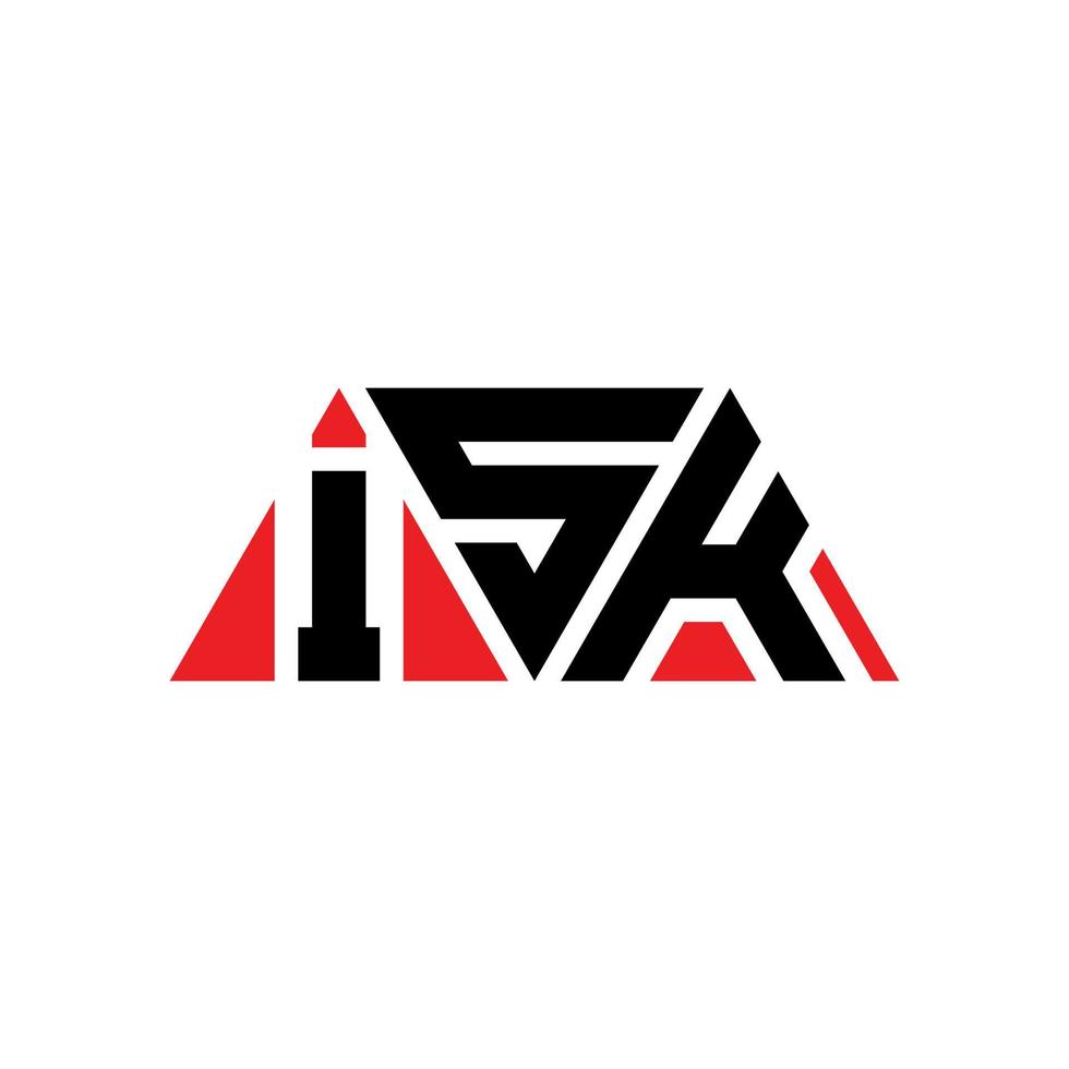 ISK triangle letter logo design with triangle shape. ISK triangle logo design monogram. ISK triangle vector logo template with red color. ISK triangular logo Simple, Elegant, and Luxurious Logo. ISK