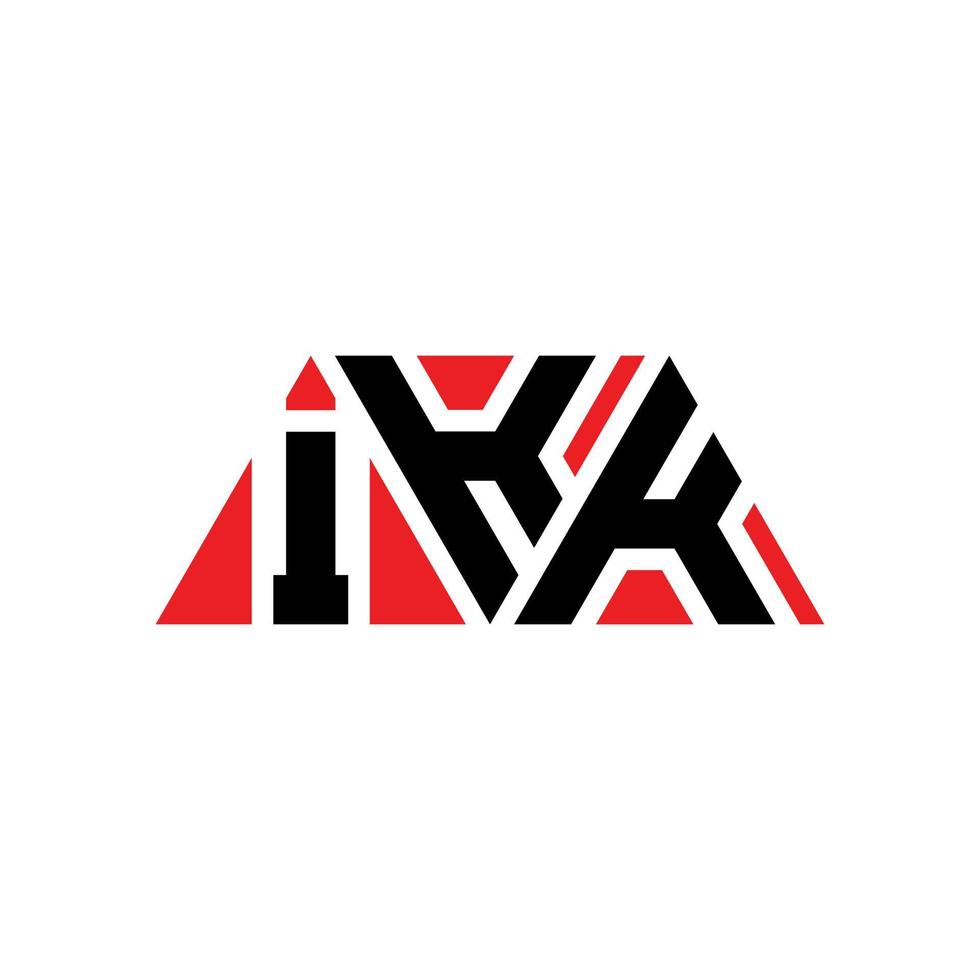 IKK triangle letter logo design with triangle shape. IKK triangle logo design monogram. IKK triangle vector logo template with red color. IKK triangular logo Simple, Elegant, and Luxurious Logo. IKK