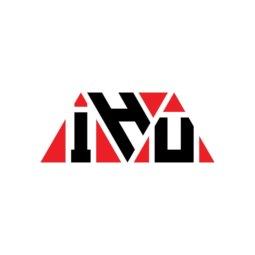 IHU triangle letter logo design with triangle shape. IHU triangle logo design monogram. IHU triangle vector logo template with red color. IHU triangular logo Simple, Elegant, and Luxurious Logo. IHU