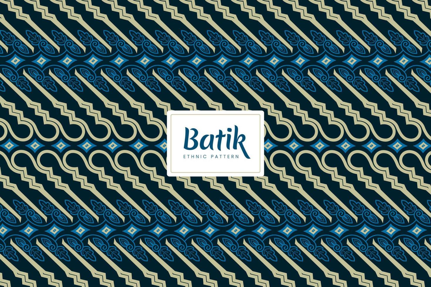 Batik Indonesian Parang traditional decorative floral patterns Vector Blue Navy