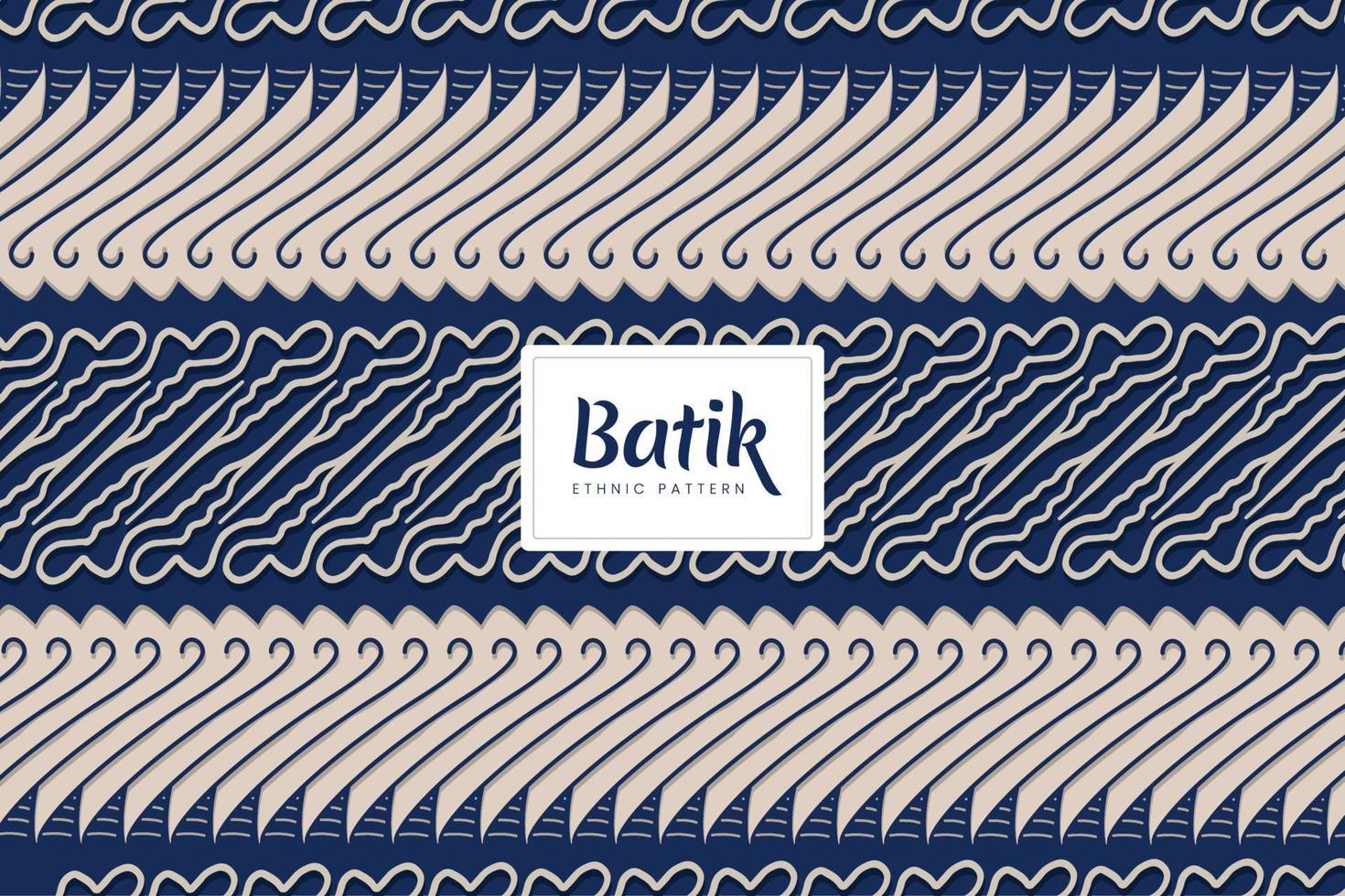 Batik Indonesian traditional decorative floral patterns Vector Blue Cream