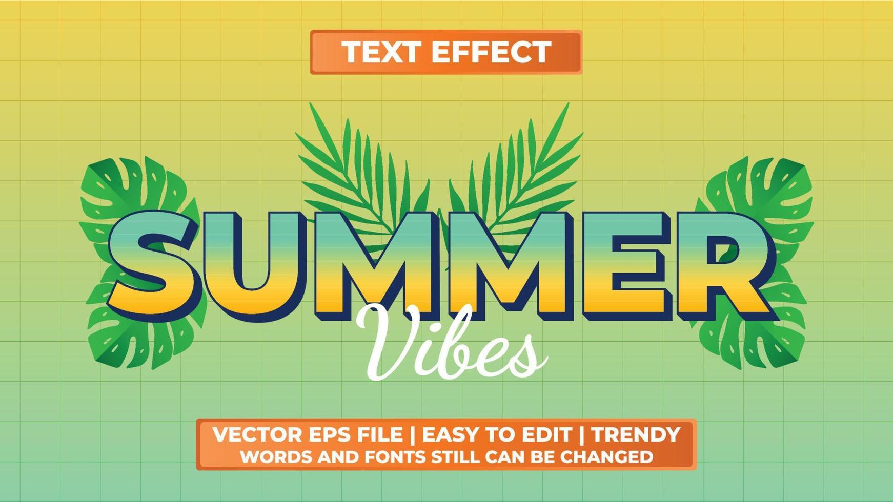 3D Summer Vibes Editable Text Effect gradient style vector