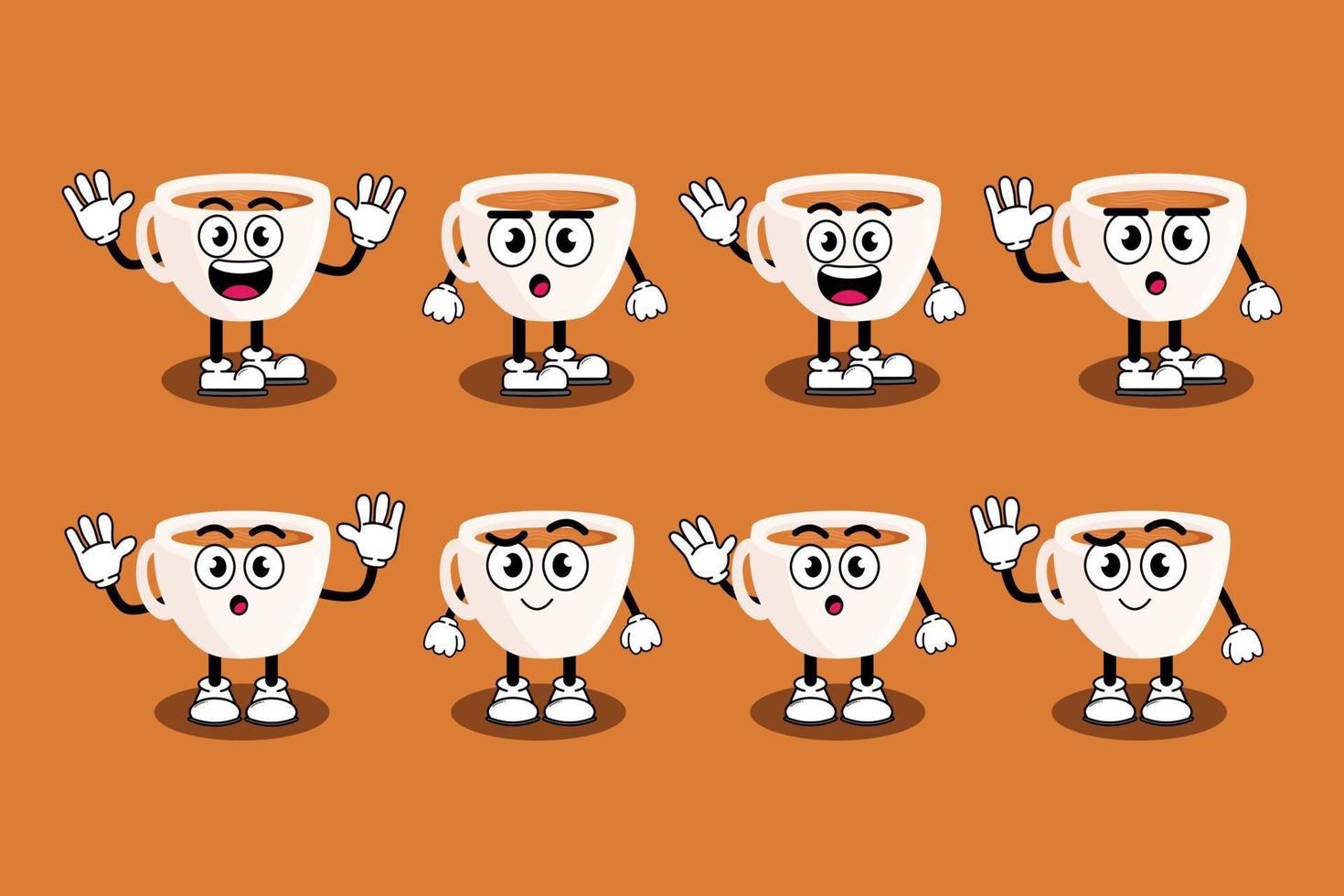 Illustration vector graphic cartoon character of Cute mascot cup coffee with pose. Suitable for children book illustration and element design.