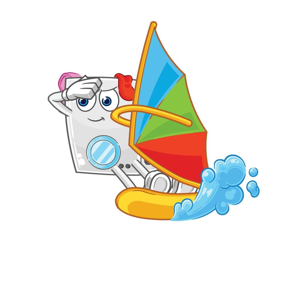 mascota de dibujos animados de lavadora vector