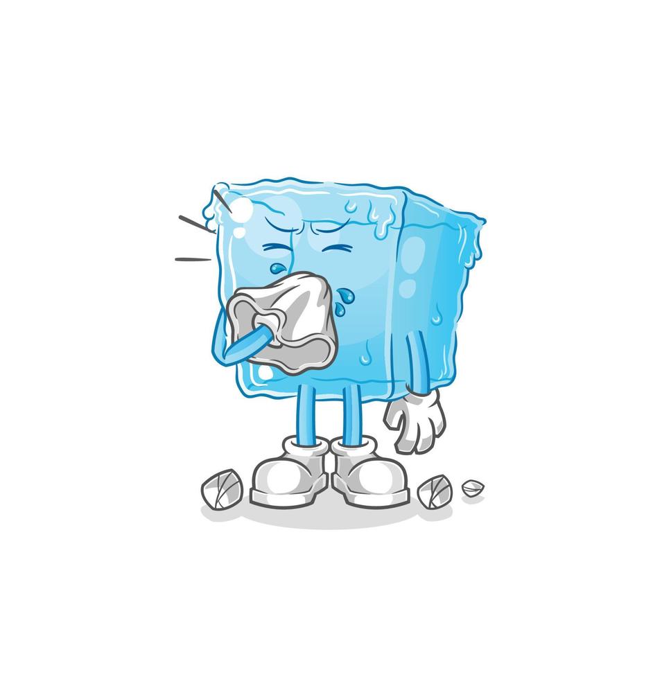 cubo de hielo derretido vector de dibujos animados