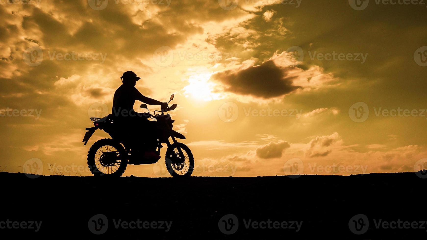 Tourists with motorcycles, motocross. Adventure tourists on motorcycles. men's holiday event ideas photo