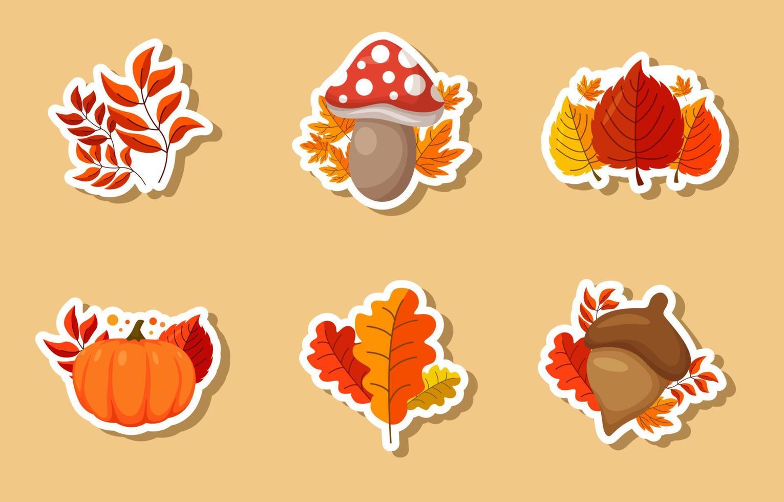 Fall Floral Sticker Collection vector