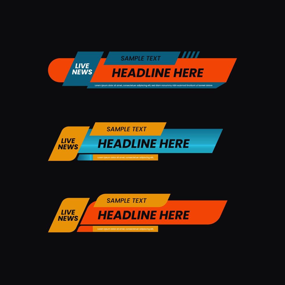 lower third template abstract banner design vector