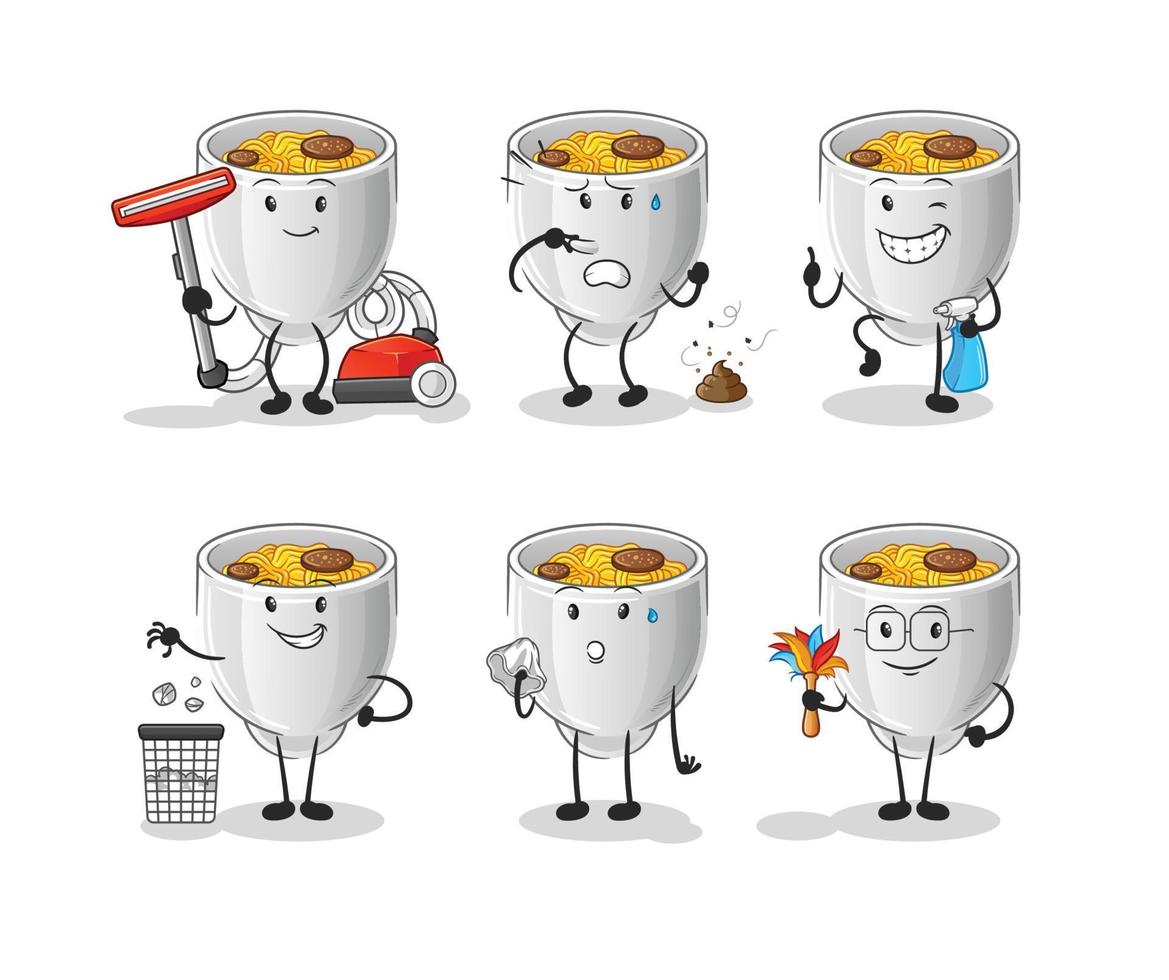 noodle bowl vactor mascot vector