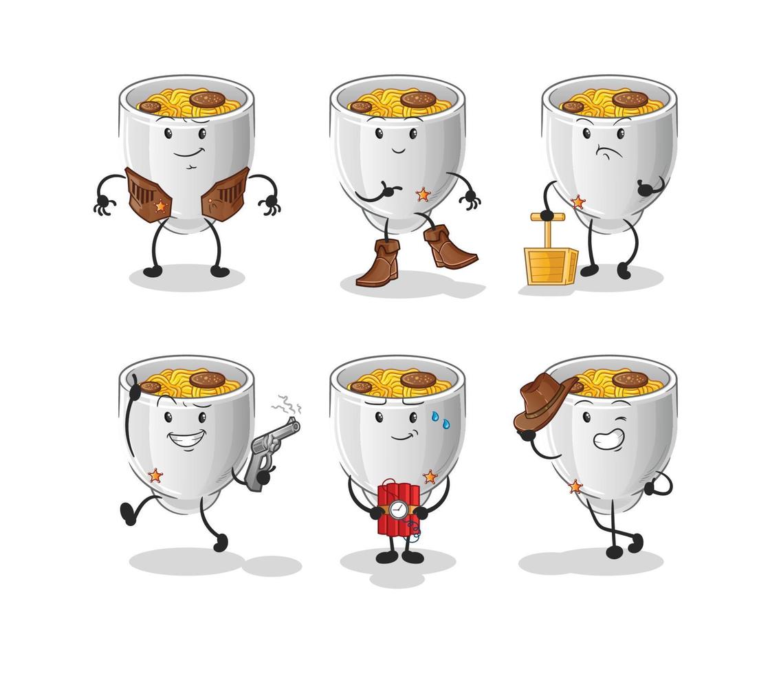 noodle bowl vactor mascot vector