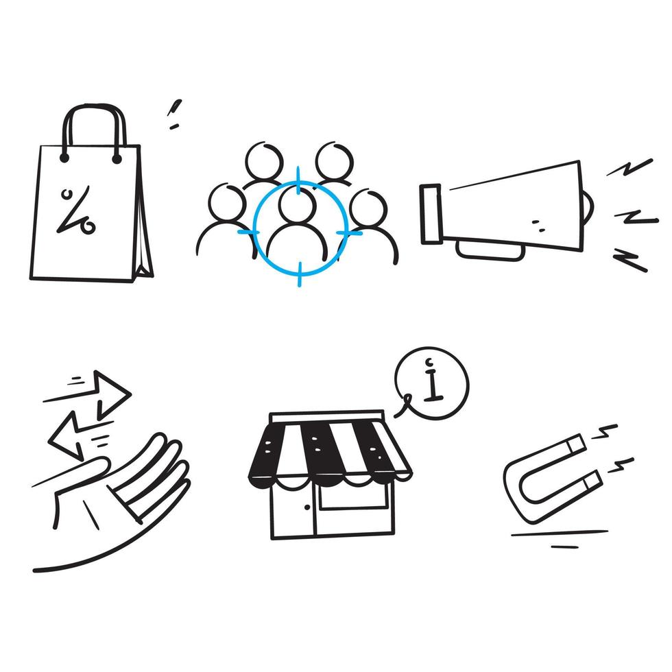 hand drawn doodle Set of Marketing Strategy Related illustration vector