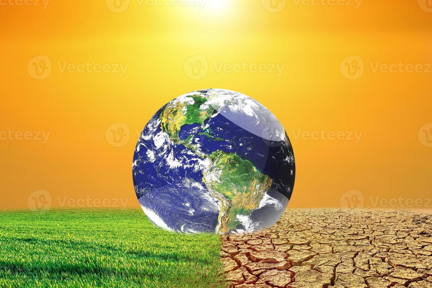 Global warming concept image showing the effects of dry land on the changing environment photo