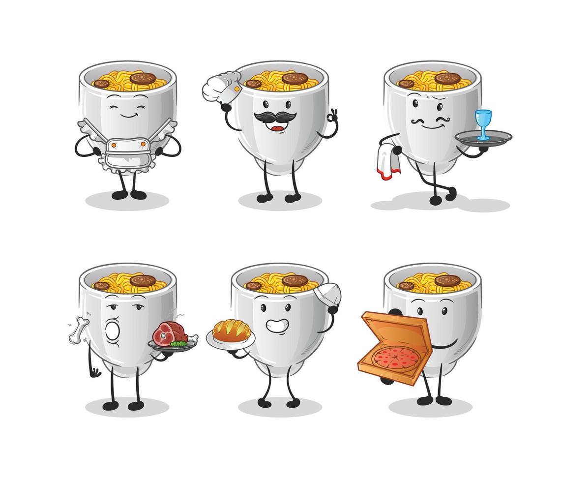 noodle bowl vactor mascot vector