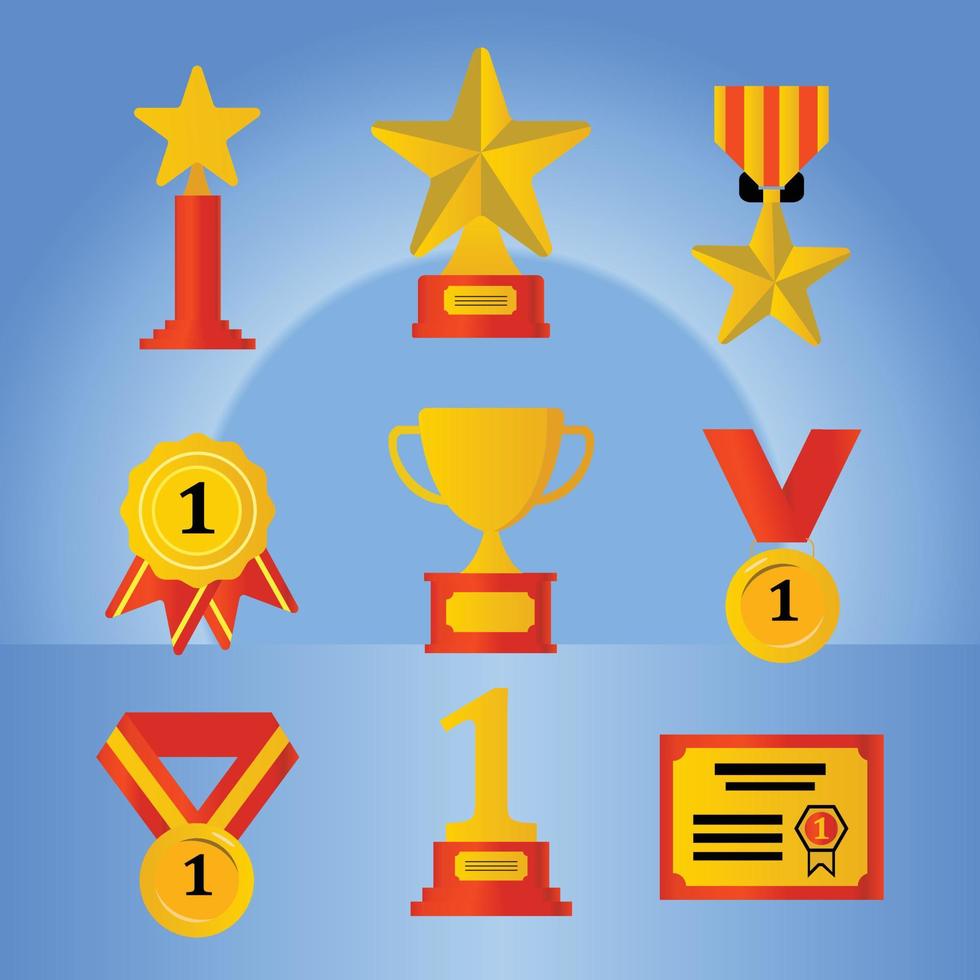 Award trophy, medal, winner badge, ribbon, trophy trophy prize and