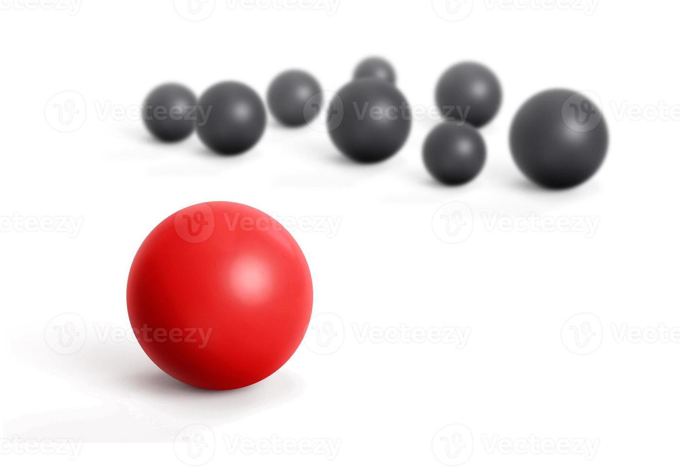 Concept with red and black marbles - Teamleader. 3d render photo