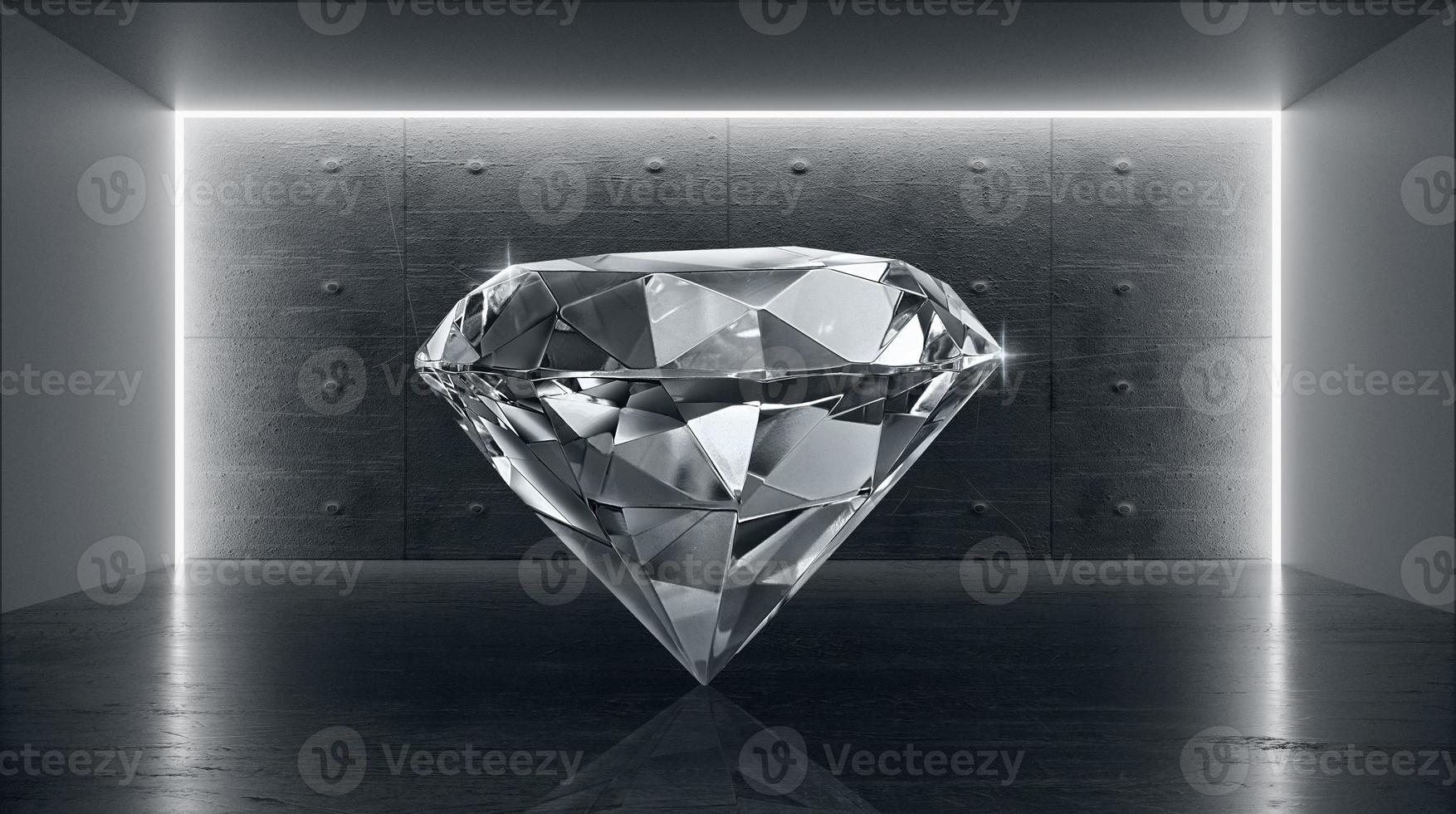 Large Clear Diamond, Concrete blank interior wall photo