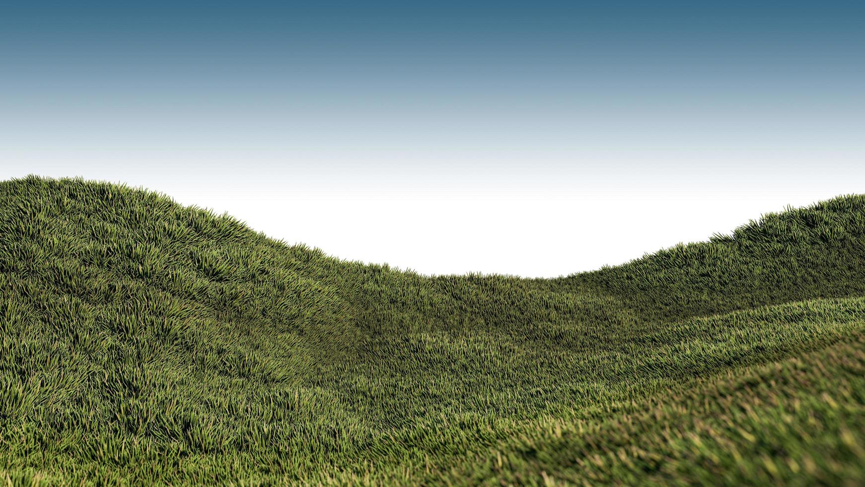 A 3d rendering image of grassed hill nature scenery photo