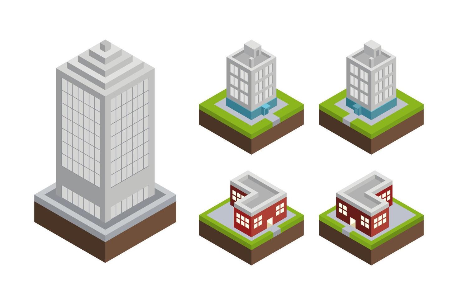 conjunto de edificios isométricos vectoriales vector