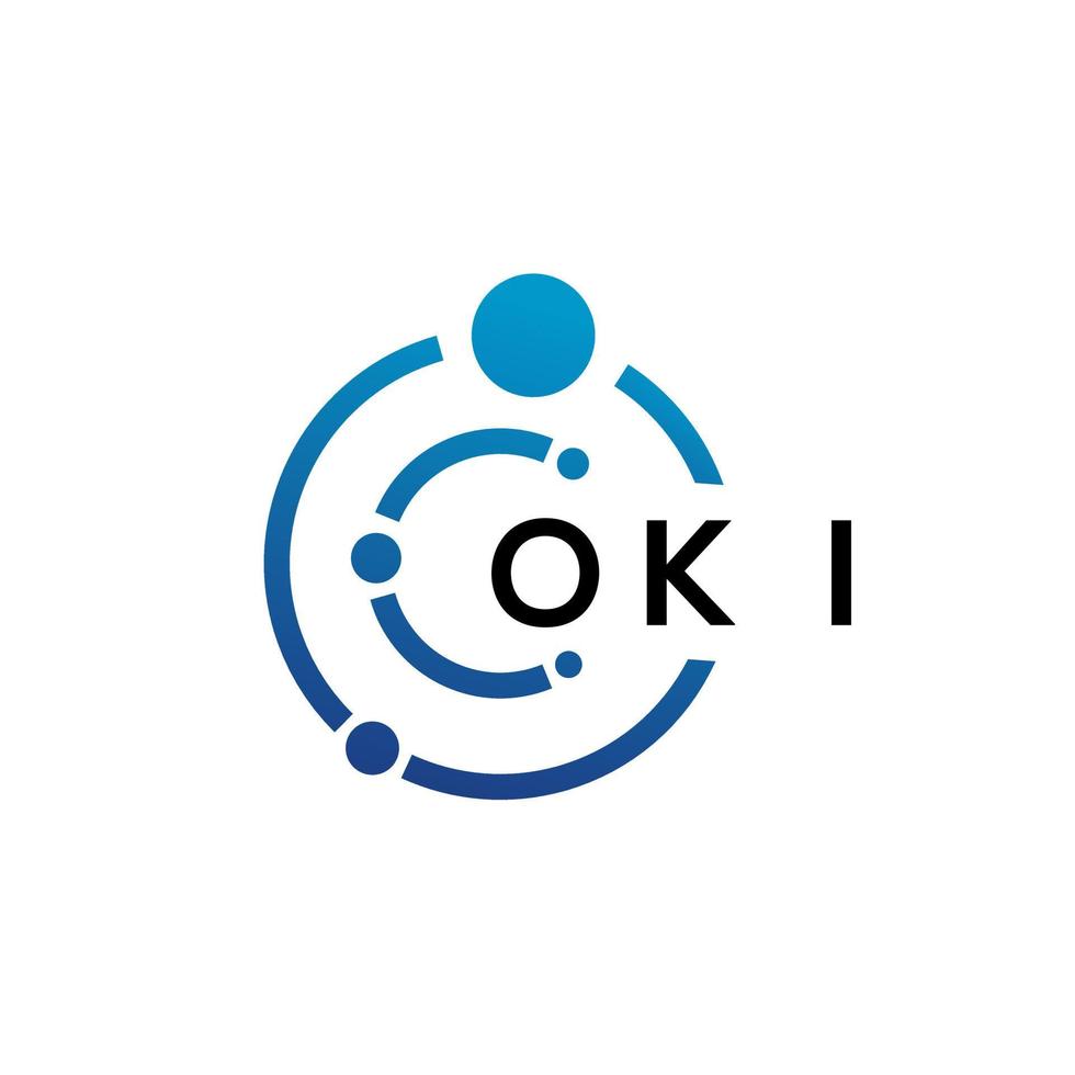 OKI letter technology logo design on white background. OKI creative initials letter IT logo concept. OKI letter design. vector
