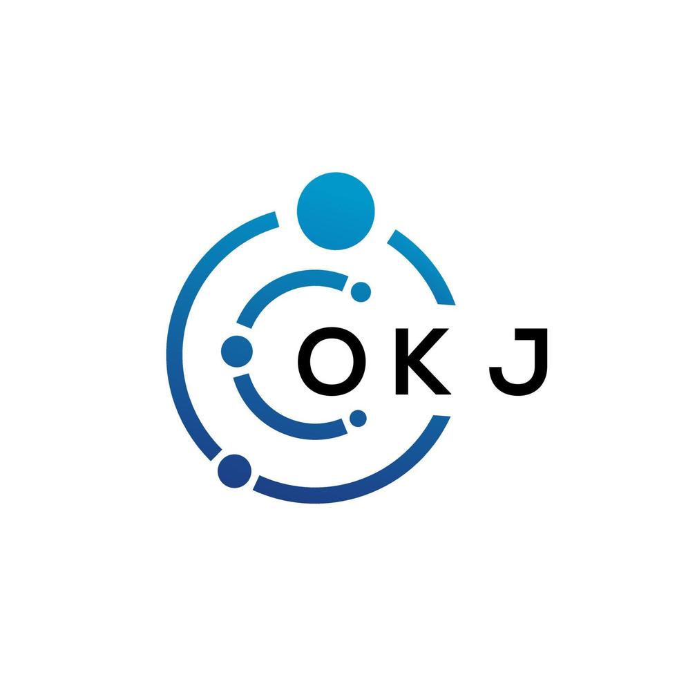 OKJ letter technology logo design on white background. OKJ creative initials letter IT logo concept. OKJ letter design. vector