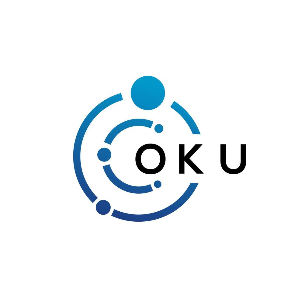 OKU letter technology logo design on white background. OKU creative initials letter IT logo concept. OKU letter design. vector
