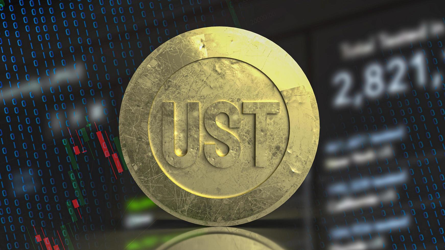 The ust coin for business or cryptocurrency concept 3d rendering