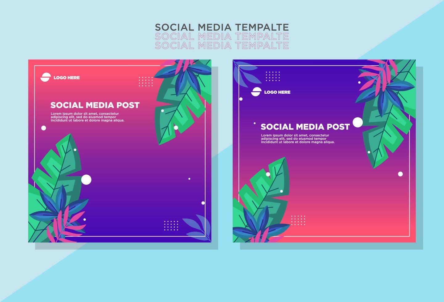 social media post leaves and red gradations vector