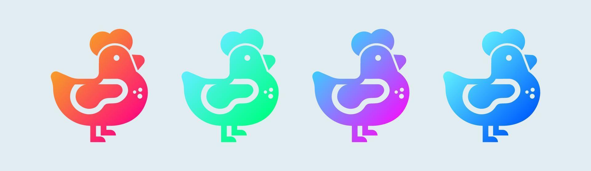 icono sólido de pollo en colores degradados. Gallina firma ilustración vectorial. vector