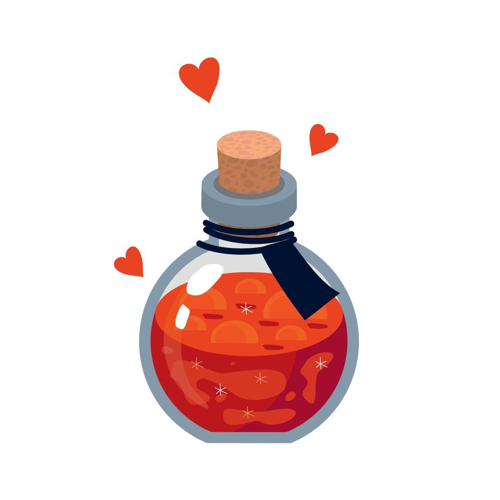 Red love potion in a bottle for Halloween. vector