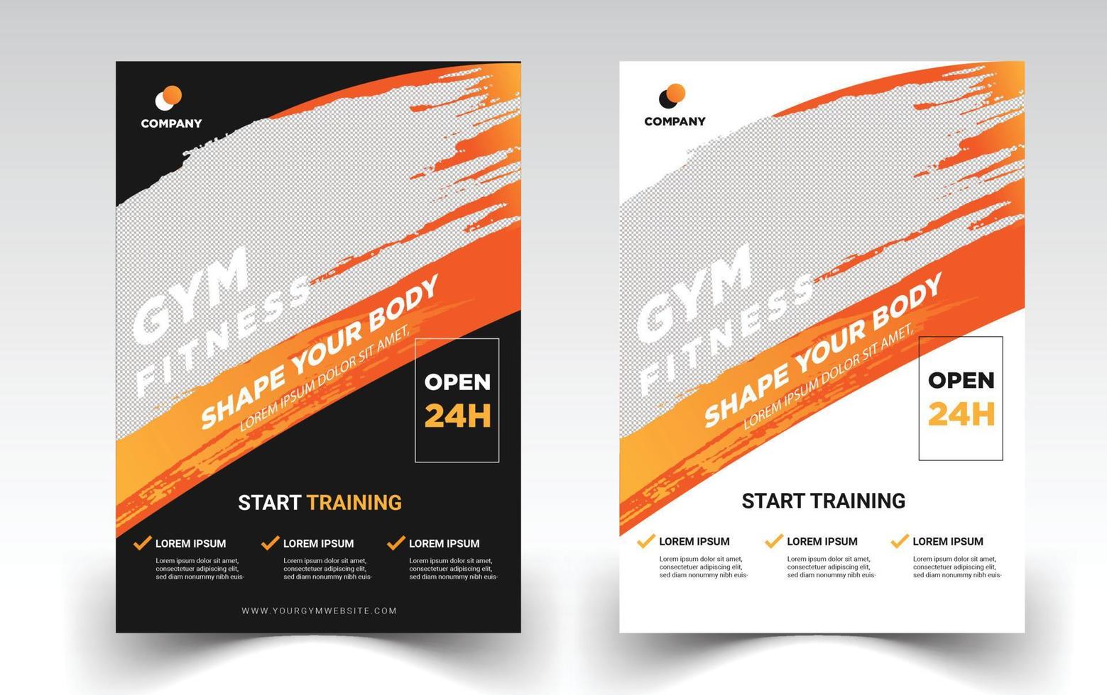 GYM Fitness Flyer template with grunge shapes. vector