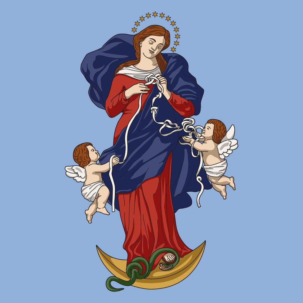 nuestra señora deshacedor de nudos ilustración vectorial de color vector