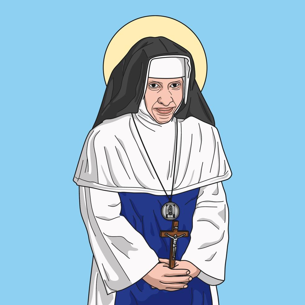 Saint Dulce Pontes of the poor Colored Vector Illustration