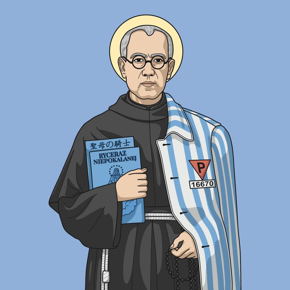 Saint Maximilian Maria Kolbe Colored Vector Illustration