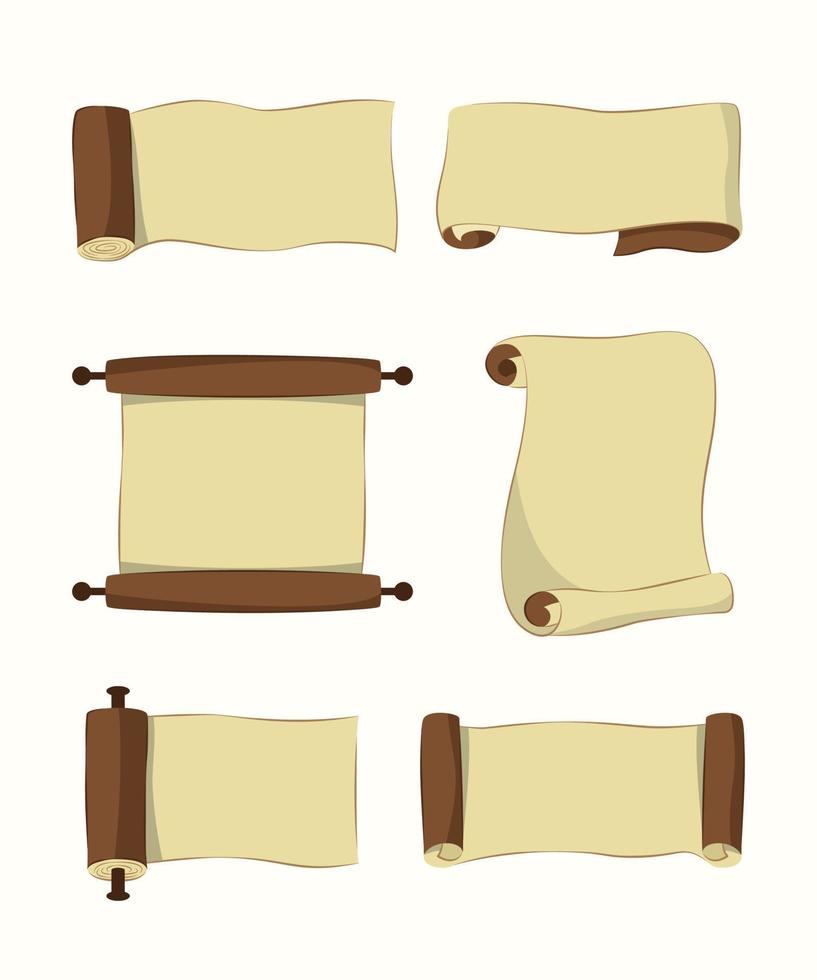 Antique Paper Scroll Illustration Set vector
