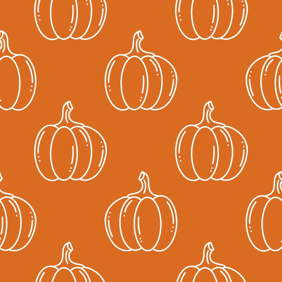 Pumpkins silhouette on orange background vector