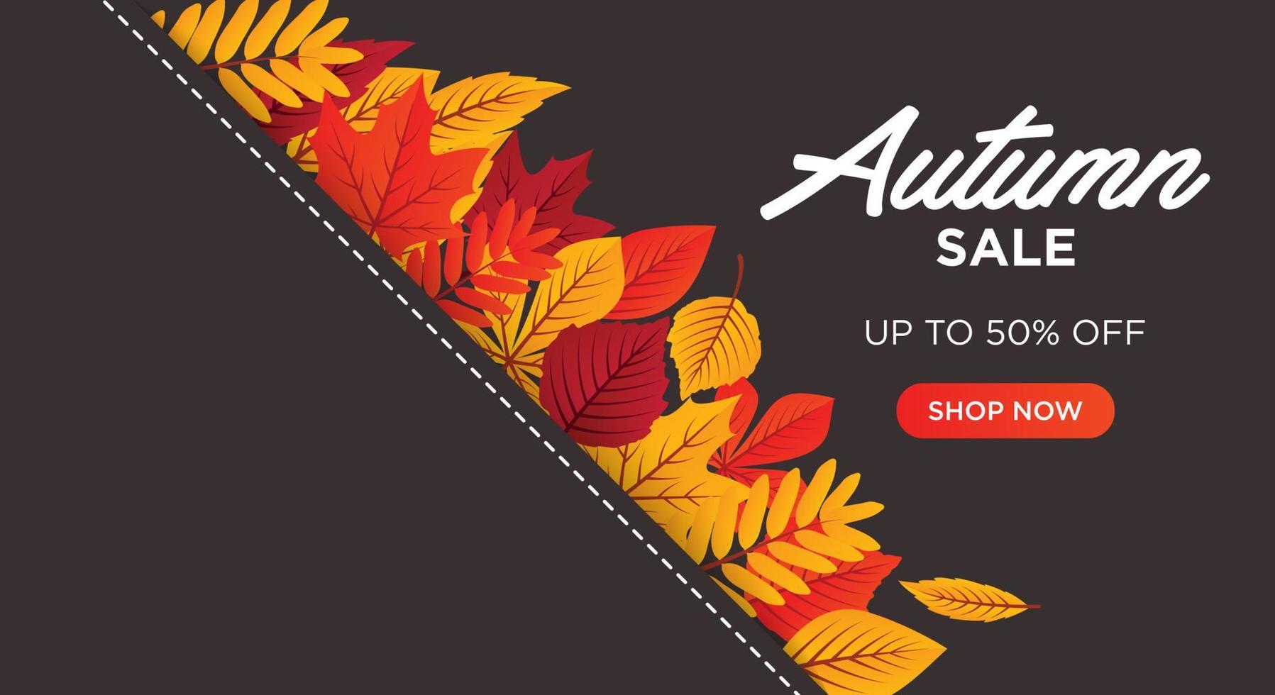 Autumn sale background layout decorate with leaves for shopping sale or promo poster and frame leaflet or web banner. vector