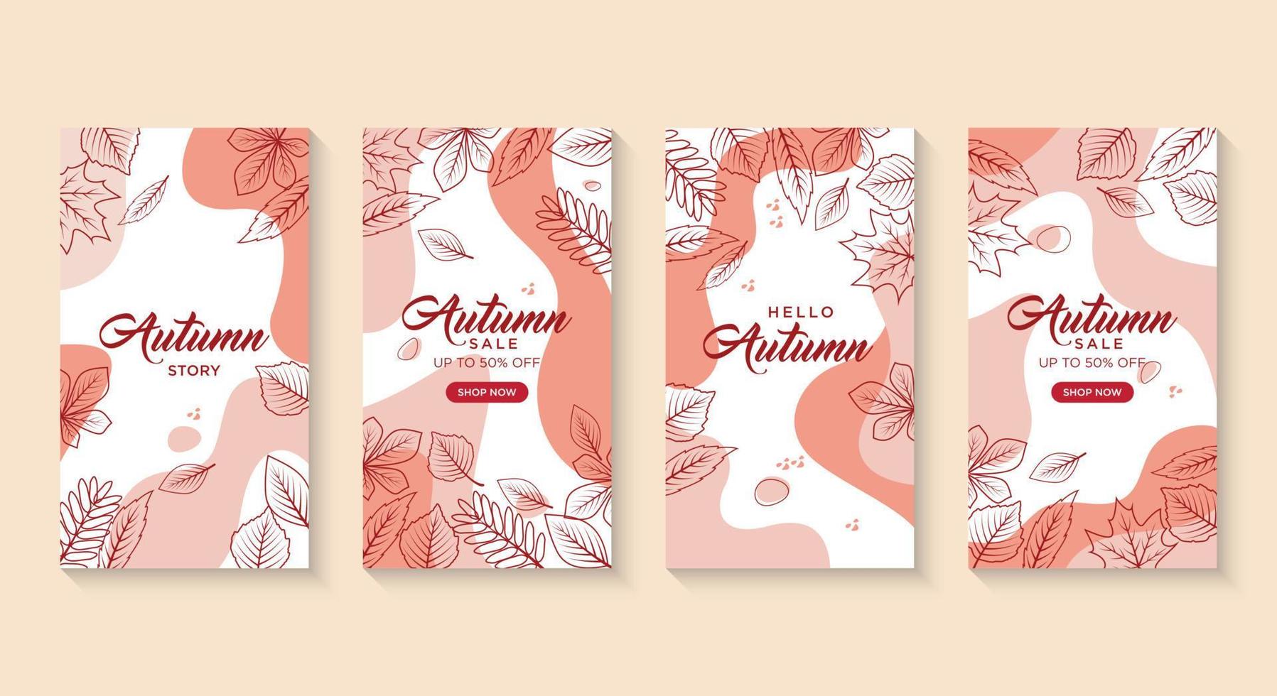 Autumn seasonals postes with autumn leaves and floral elements in fall colors.Autumn greetings cards perfect for prints,flyers,banners,invitations,promotions and more. vector