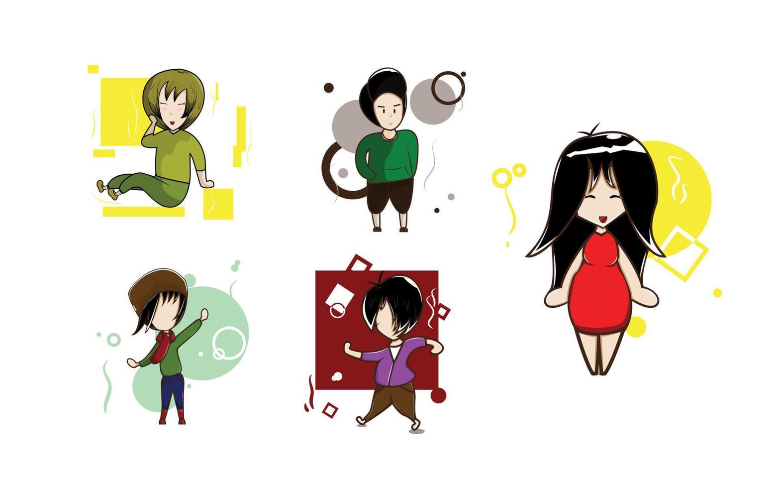 Big set of 100 casually dressed flat cartoon people. Isolated on white background. Clipping paths included. vector