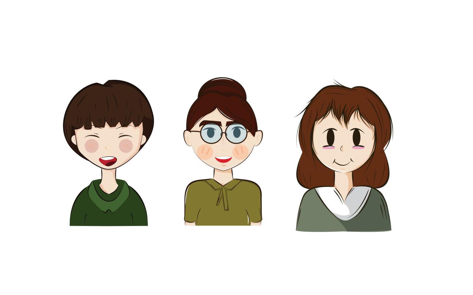 Set of portraits of women of different gender and age. Diversity. flat illustration. Avatar for a social network. vector