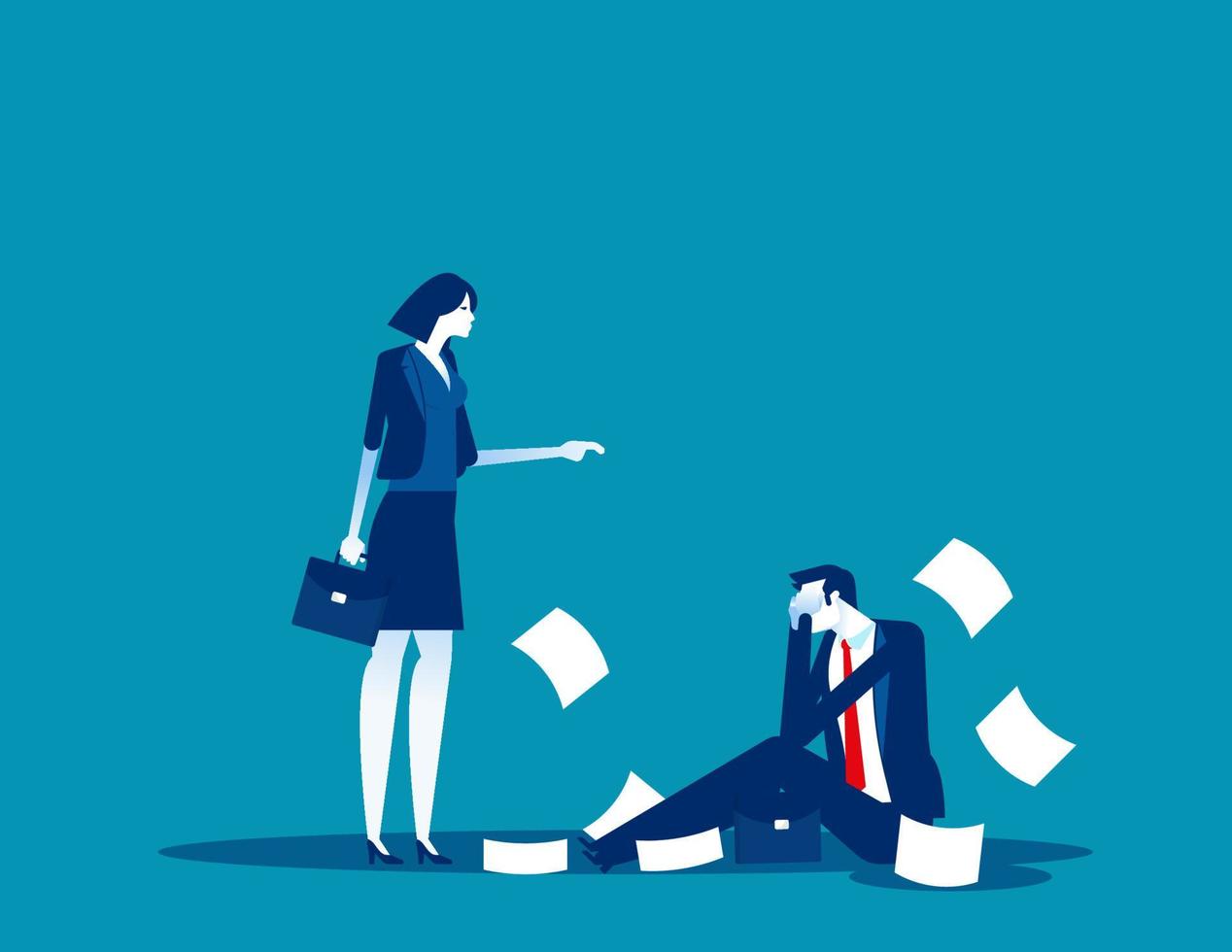 Manager chewed employee. Concept business office people vector illustration, Expression