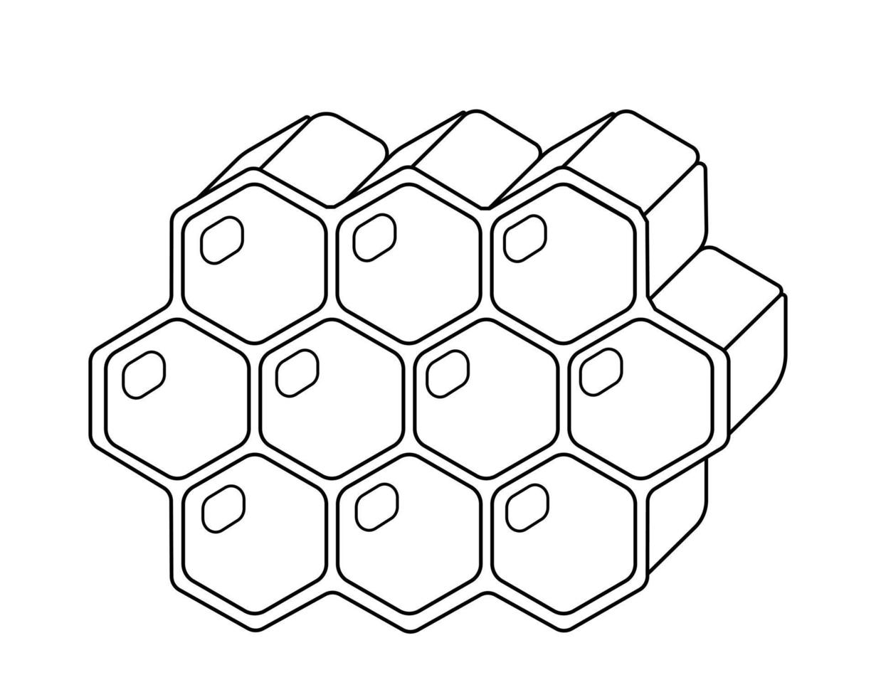 Single element Honeycomb. Draw illustration in black and white vector